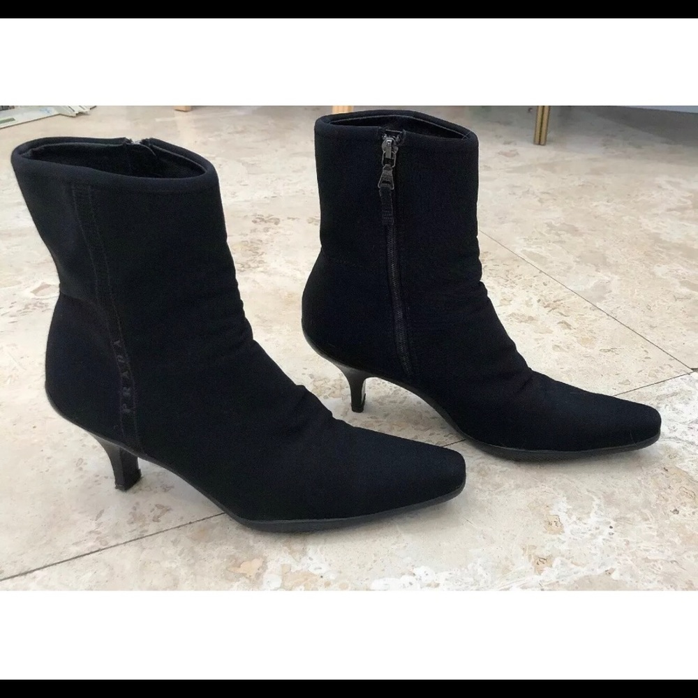 Prada Black Neoprene Booties.
